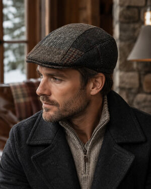 Mucros Weavers Trinity Patch Cap Wool Tweed Ireland Flat Cap Hat Cabincore